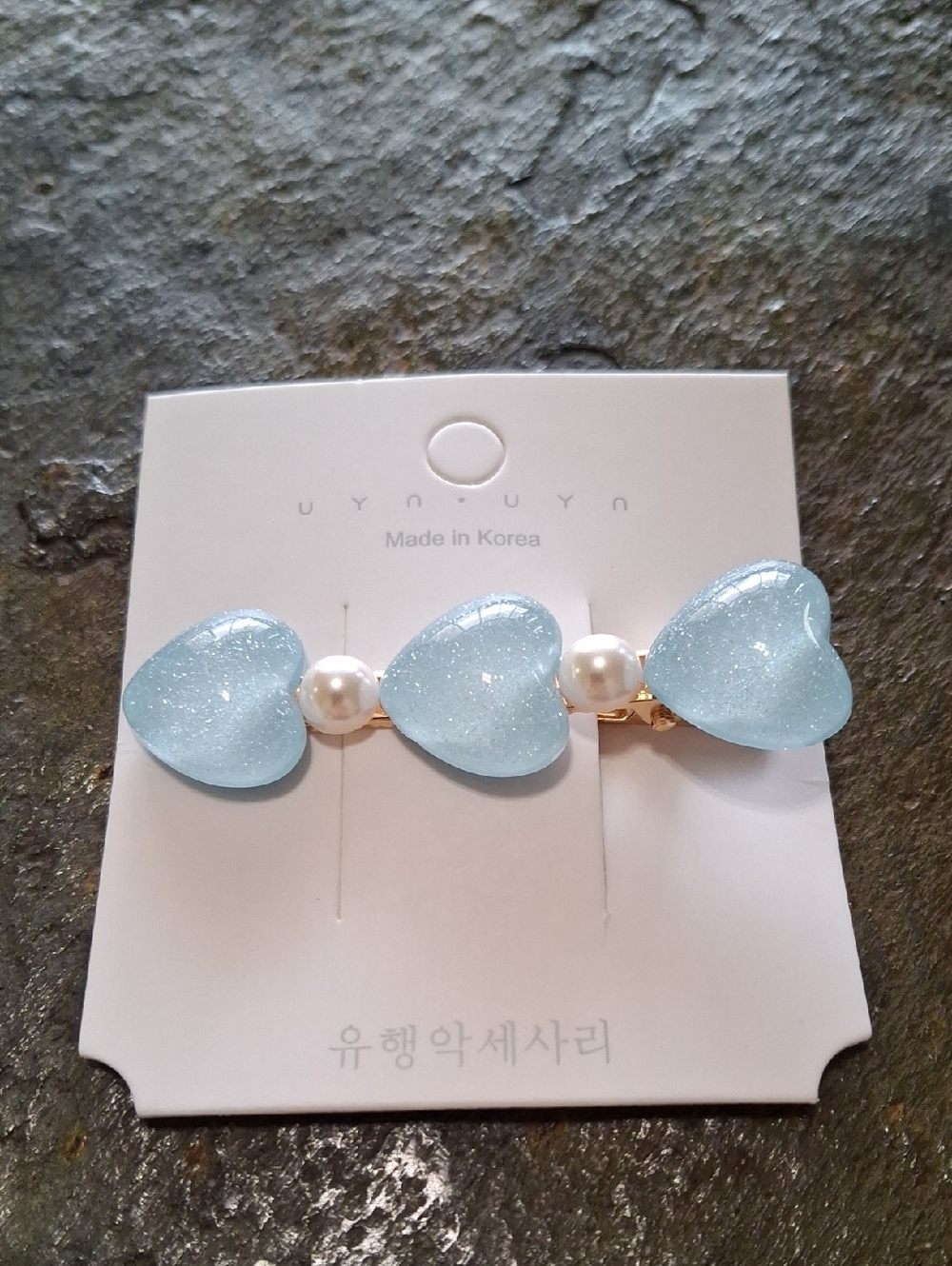 Light Blue Heart Pearl Hair Clip
